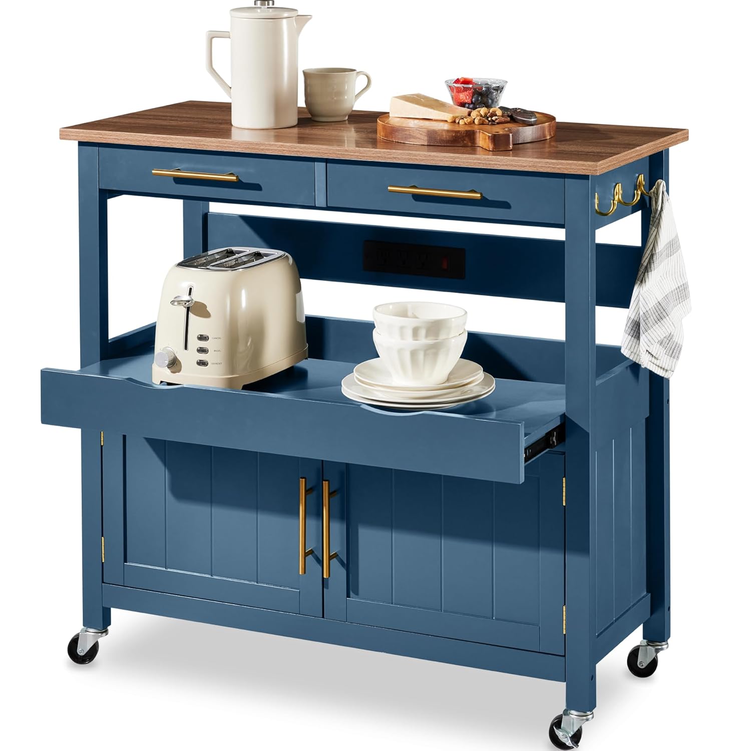 Outdoor Kitchen Power - 36in Large Rolling Kitchen Island Cart,