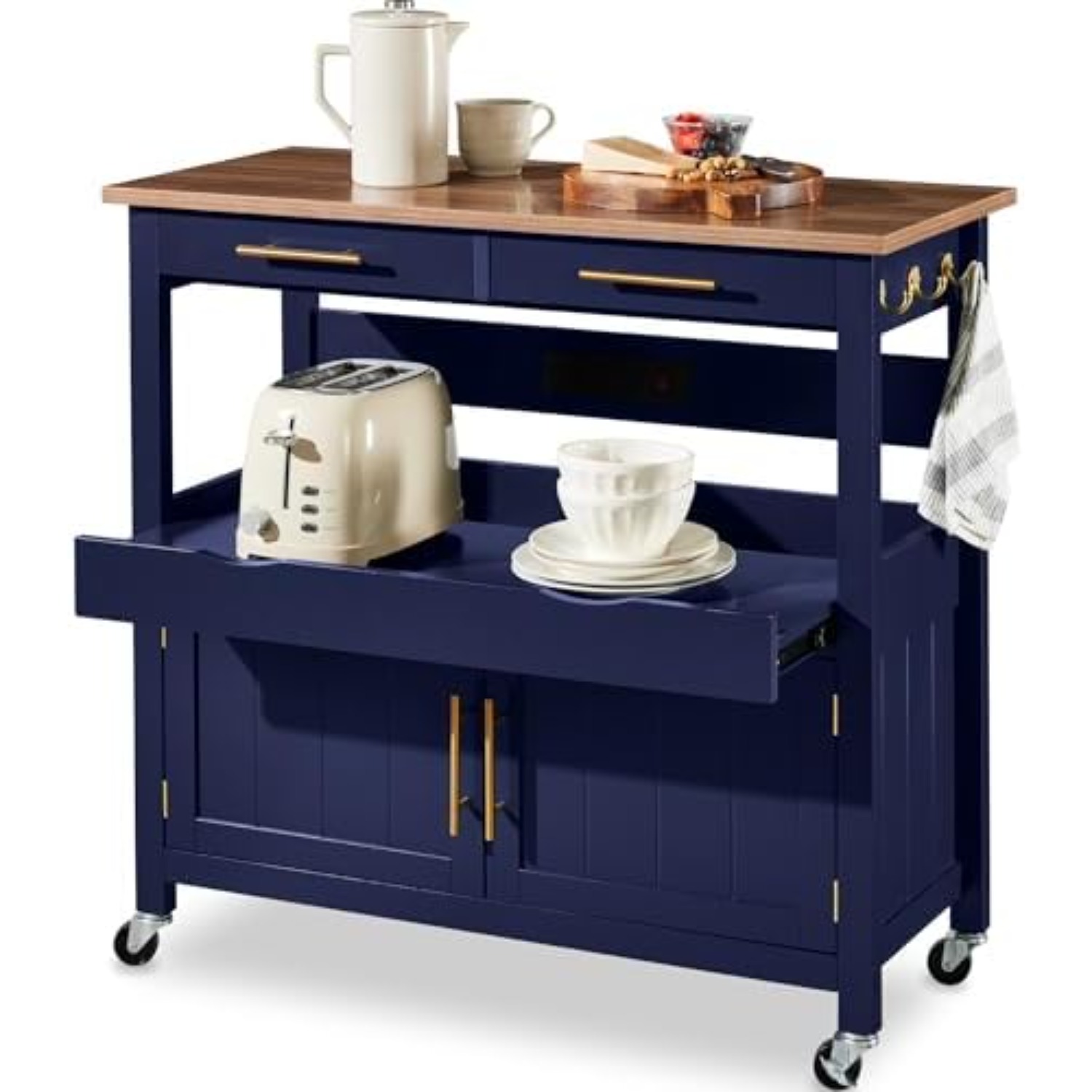Outdoor Kitchen Power - 36in Large Rolling Kitchen Island Cart,