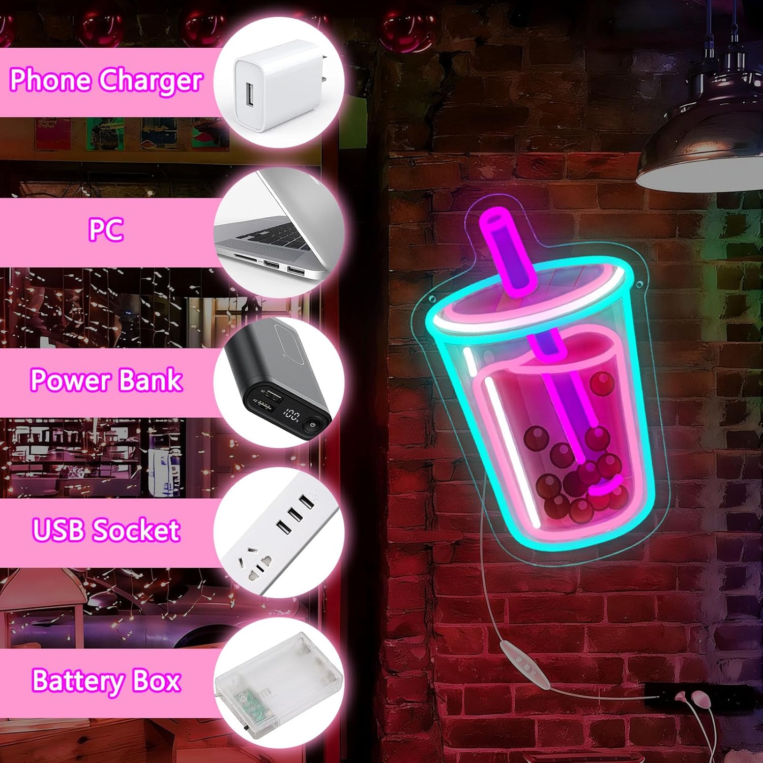 Bubble Tea Neon Sign USB Power - огляд і ціна Outdoor Kitchen Power